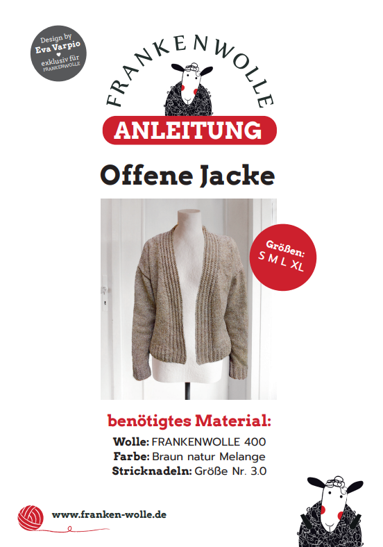 Strickanleitung M001 "Offene Jacke" Design FRANKENWOLLE DIGITAL