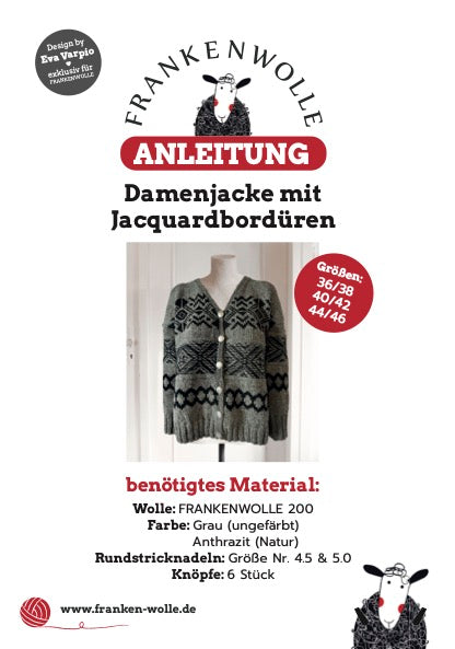 Strickanleitung M006 "Jacke mit Jacquardmuster" Design Eva Varpio DIGITAL