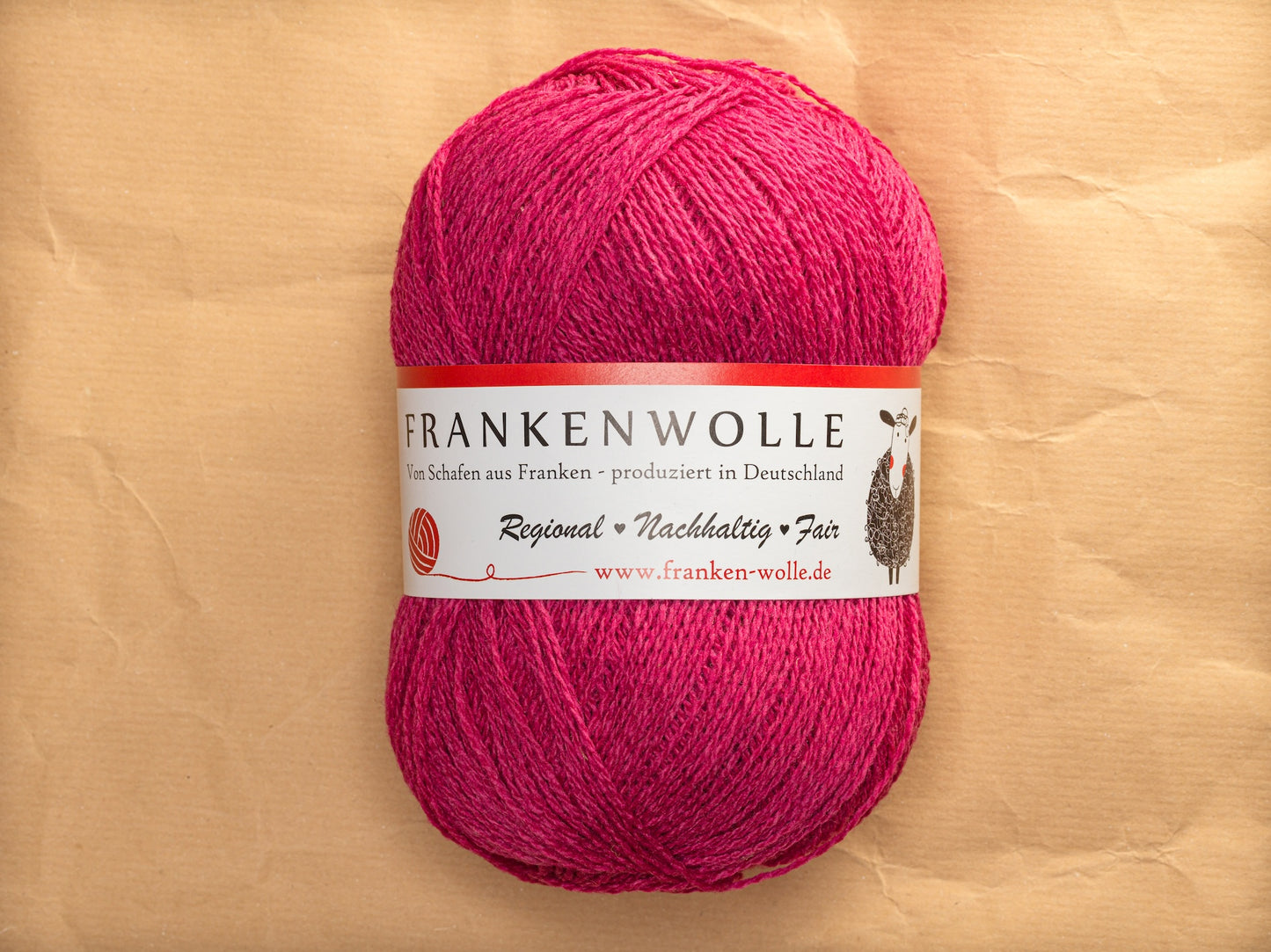 Frankenwolle Merino Garn Pink 400 gefärbt Knäuel