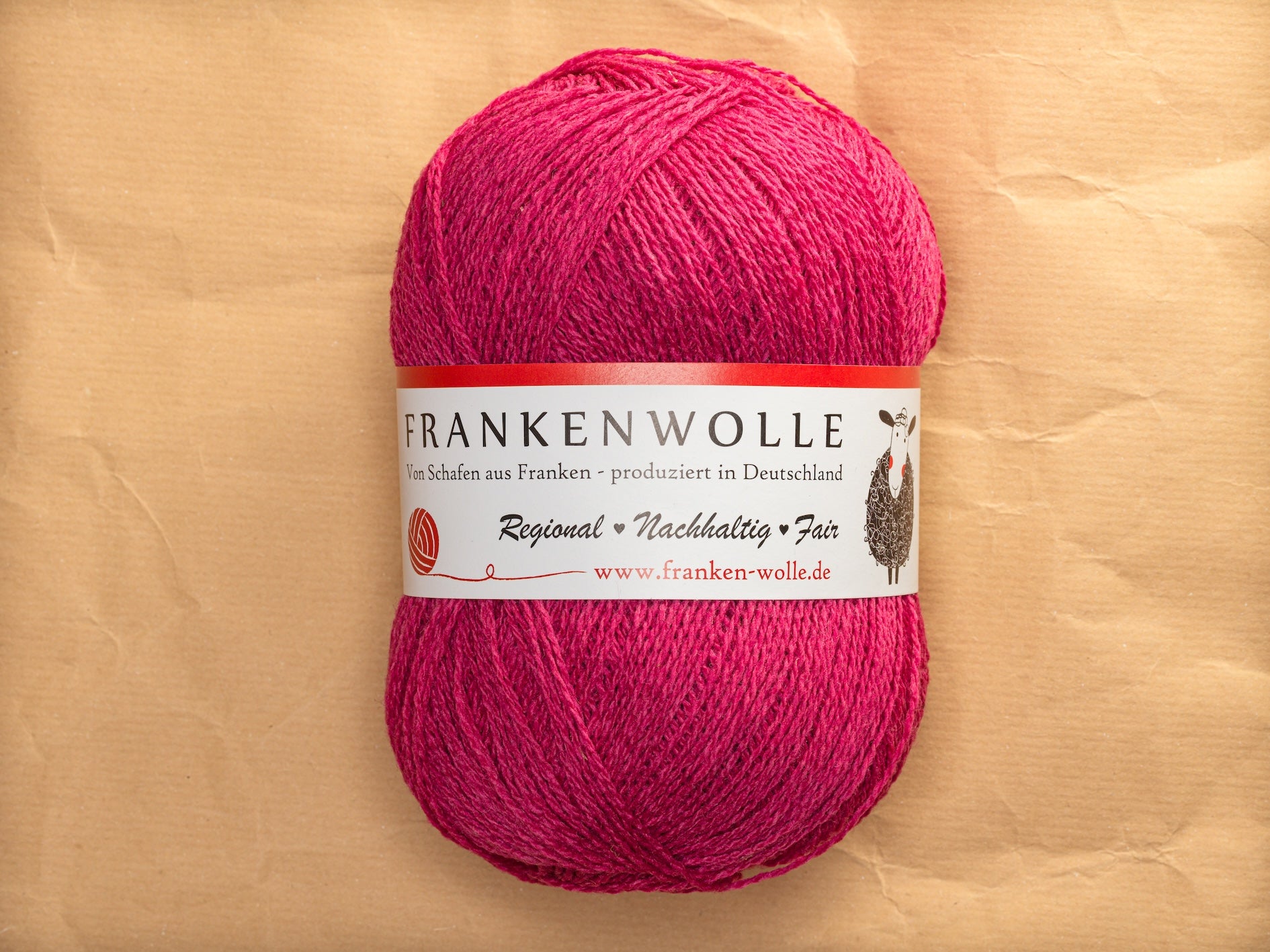 Frankenwolle Merino Garn Pink 400 gefärbt Knäuel